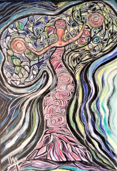 Ζωγραφική με τίτλο ""femme-arbre 1"   c…" από Viva, Αυθεντικά έργα τέχνης, Λάδι