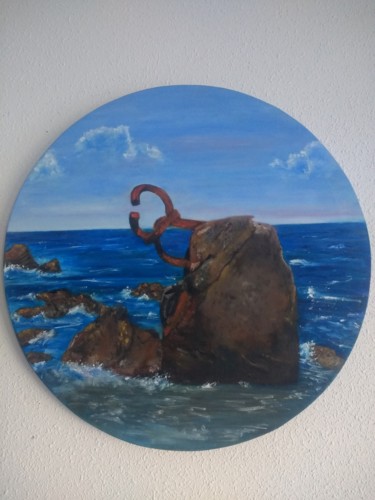 Malerei mit dem Titel "Chillida en Donostia" von Virberri, Original-Kunstwerk, Öl