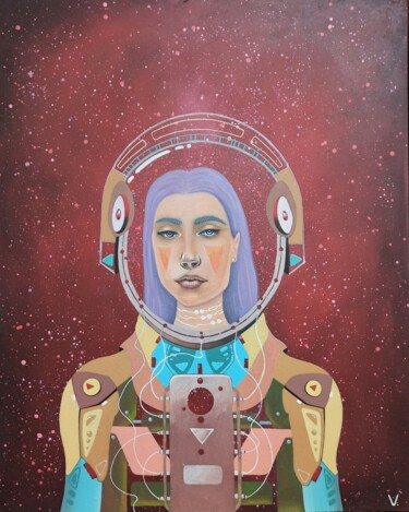 Картина под названием "Astronaut#2" - Vira Chernetska, Подлинное произведение искусства, Акрил