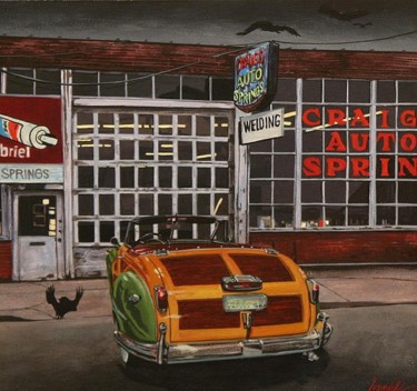 Painting titled "Chrysler at Craig's" by Virginia Ivanicki, Original Artwork