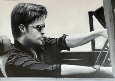 Pintura intitulada "Brad Pitt" por Virginie Clement, Obras de arte originais, Acrílico Montado em Armação em madeira