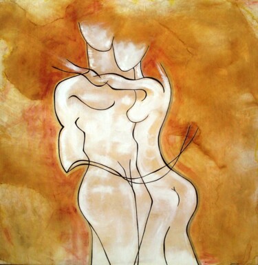 Painting titled "La Complicité" by Virginie Dakini, Original Artwork, Acrylic Mounted on Wood Stretcher frame