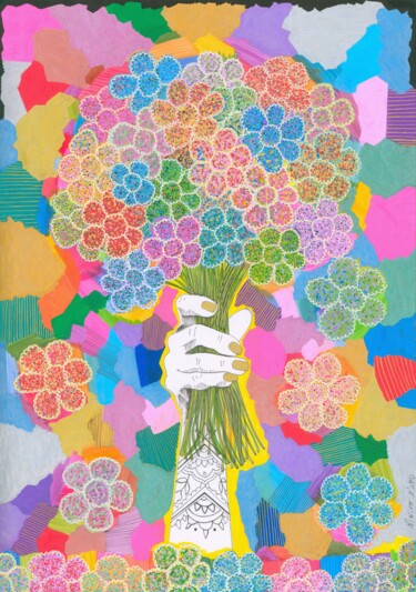 제목이 "Bouquet"인 그림 Virginie Dorseuil로, 원작, 마커