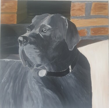 Schilderij getiteld "le chien" door Virginie Esperou, Origineel Kunstwerk, Acryl