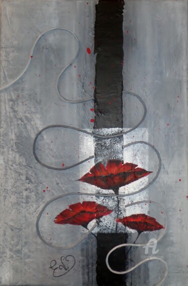Peinture intitulée "trio de fleurs" par Virginie Etignard, Œuvre d'art originale, Acrylique