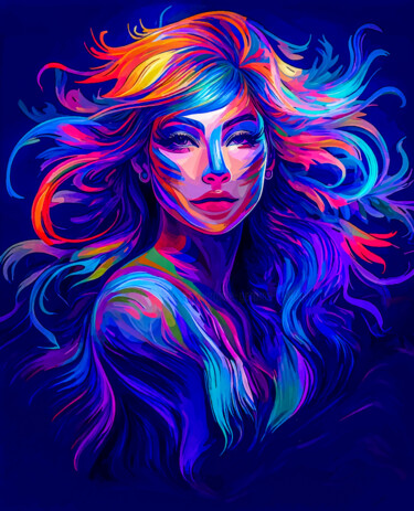 Digital Arts με τίτλο "Femme de couleurs" από Virginie Gérôme, Αυθεντικά έργα τέχνης, 2D ψηφιακή εργασία