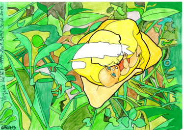 Dessin intitulée "Jungle Bonze" par Esterelle Lacrimosa, Œuvre d'art originale, Autre
