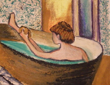 Σχέδιο με τίτλο "Femme à la toilette…" από Virginie Le Roy, Αυθεντικά έργα τέχνης, Παστέλ