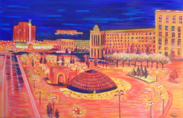 Pintura titulada "Place Maidan, KIEV" por Virginie Le Roy, Obra de arte original, Oleo Montado en Bastidor de camilla de mad…