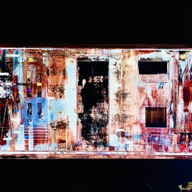 Schilderij getiteld "Dans ma rue" door Virginie Munch, Origineel Kunstwerk, Acryl Gemonteerd op Frame voor houten brancard