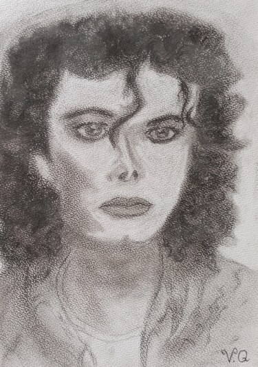 Disegno intitolato "MJ renaît de ces ce…" da Virginie Queva, Opera d'arte originale, pigmenti