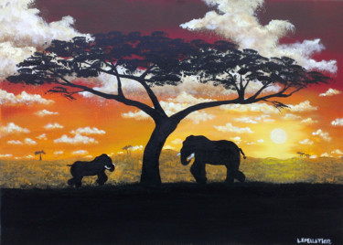 Peinture intitulée "Savane" par Virginie Lepelletier, Œuvre d'art originale, Acrylique