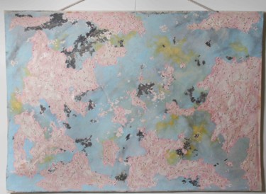 Textielkunst getiteld "L'archipel aux flam…" door Virginie Parrot, Origineel Kunstwerk, Borduurwerk