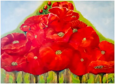 Painting titled "Poppies" by Virginija Grudžinskienė, Original Artwork, Acrylic Mounted on artwork_cat.