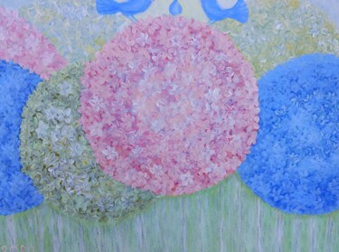 Painting titled "Hydrangeas" by Virginija Grudžinskienė, Original Artwork, Acrylic Mounted on artwork_cat.