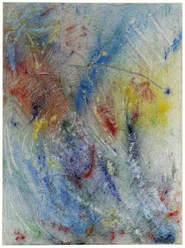 Painting titled "L'ange et le parasol" by Virgo, Original Artwork, Pigments Mounted on Wood Stretcher frame