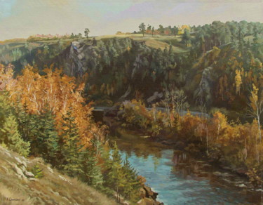 Painting titled ""На косогоре"" by Aleksandr Samokhvalov, Original Artwork, Oil