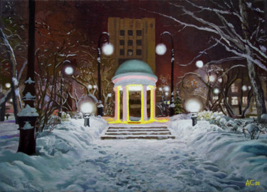 Peinture intitulée ""Добрый вечер"" par Aleksandr Samokhvalov, Œuvre d'art originale, Huile