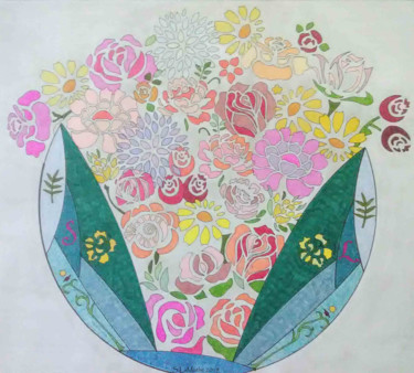 Drawing titled "Petal Pallette" by Sara Lamothe (Savant Artist), Original Artwork, Marker