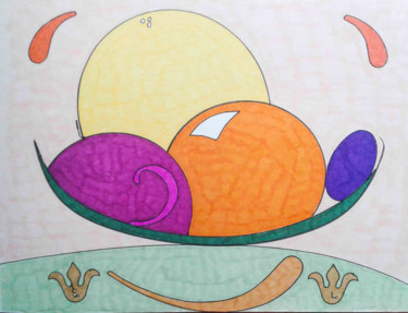 Рисунок под названием "Citrus" - Sara Lamothe (Savant Artist), Подлинное произведение искусства, Маркер