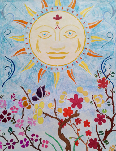 Dessin intitulée "SunDay" par Sara Lamothe (Savant Artist), Œuvre d'art originale, Marqueur