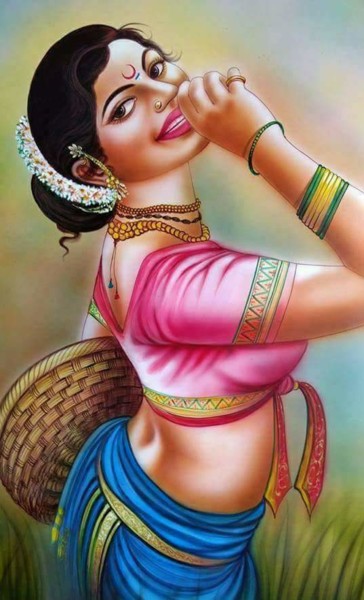 Painting titled "Indian Woman" by Vishal Gurjar, Original Artwork, Oil