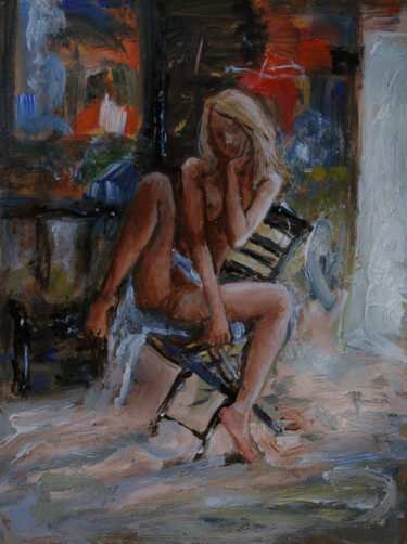 Pittura intitolato "Folding chair" da Vishalandra Dakur, Opera d'arte originale, Acrilico