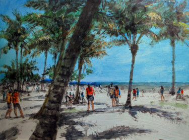 Painting titled "Beach" by Vishalandra Dakur, Original Artwork, Acrylic