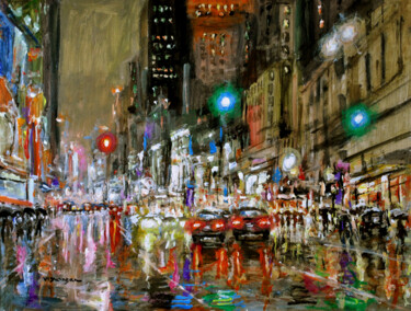 Painting titled "New York City stree…" by Vishalandra Dakur, Original Artwork, Acrylic