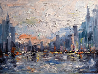 Peinture intitulée "New York City" par Vishalandra Dakur, Œuvre d'art originale, Huile