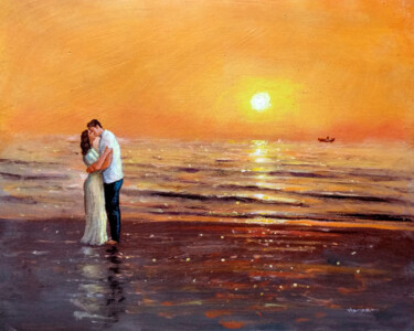 Картина под названием "Beach Love" - Vishalandra Dakur, Подлинное произведение искусства, Акрил