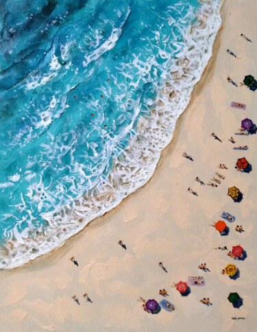 Картина под названием "Ocean waves114" - Vishalandra Dakur, Подлинное произведение искусства, Масло
