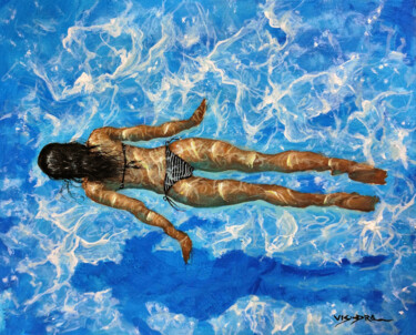 Painting titled "Girl Swimming38" by Vishalandra Dakur, Original Artwork, Acrylic