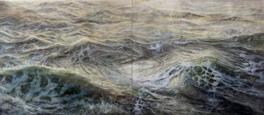 Schilderij getiteld "Waves2" door Vishalandra Dakur, Origineel Kunstwerk, Olie