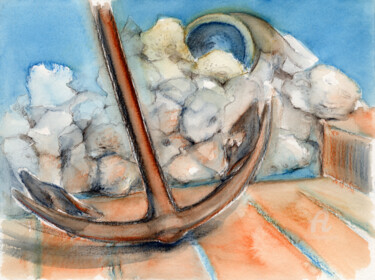 「Anchor found in the…」というタイトルの絵画 Adriana Muellerによって, オリジナルのアートワーク, 水彩画