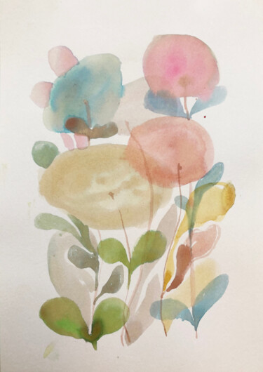 Dessin intitulée "Flowers" par Vita Daneva, Œuvre d'art originale, Encre