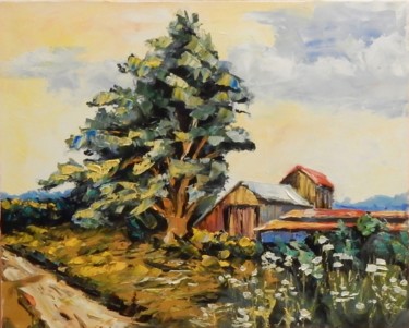 Malerei mit dem Titel "Farm house" von Vita Schagen, Original-Kunstwerk, Öl