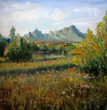 Painting titled "Landscape "Sunny Da…" by Vita Schagen, Original Artwork, Oil