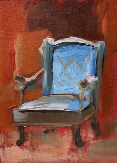 Painting titled "Blue chair" by Vita Schagen, Original Artwork, Oil