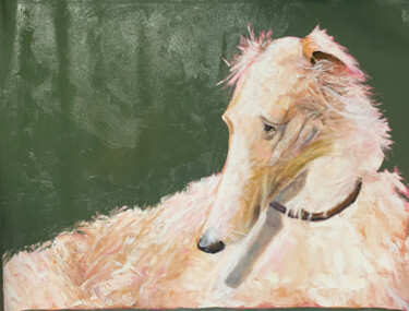 Pintura intitulada "Greyhound. Hound do…" por Vita Schagen, Obras de arte originais, Óleo Montado em Armação em madeira