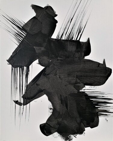 Malarstwo zatytułowany „Black & White abstr…” autorstwa Vita Schagen, Oryginalna praca, Akryl Zamontowany na Drewniana rama…