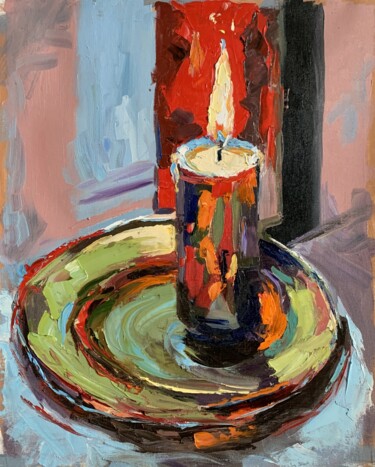 제목이 "Candle. Still life."인 미술작품 Vita Schagen로, 원작, 기름 나무 들것 프레임에 장착됨