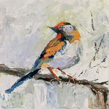 Malerei mit dem Titel "Bird. #12" von Vita Schagen, Original-Kunstwerk, Öl Auf Karton montiert