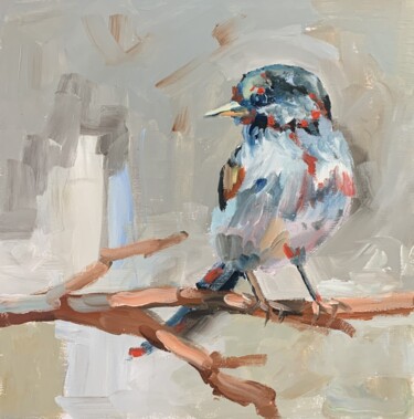 Malerei mit dem Titel "Bird. #14" von Vita Schagen, Original-Kunstwerk, Öl Auf Karton montiert