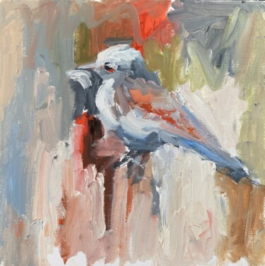 Malerei mit dem Titel "Bird. #17" von Vita Schagen, Original-Kunstwerk, Öl Auf Karton montiert