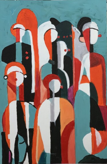 Malerei mit dem Titel "The Human Tapestry." von Vita Schagen, Original-Kunstwerk, Acryl