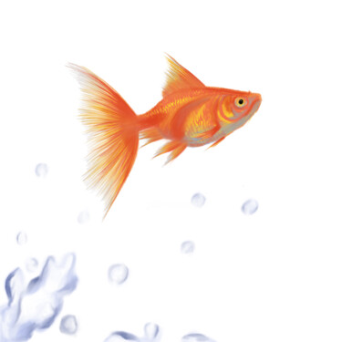 数字艺术 标题为“Goldfish jump” 由Vitalii Astapenko, 原创艺术品, 数字油画