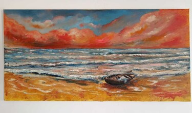 Malarstwo zatytułowany „Seaside” autorstwa Vitalii Bondarenko (ViBond), Oryginalna praca, Olej Zamontowany na Drewniana rama…