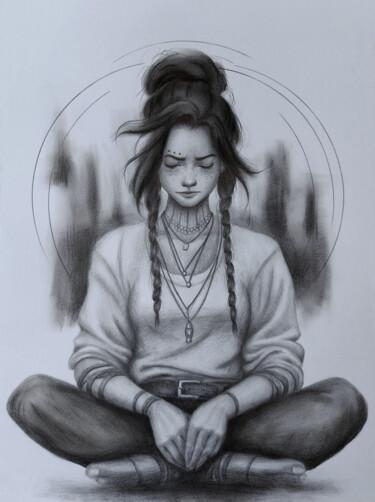 Рисунок под названием "Sad girl Drawing" - Vitaly.Arts, Подлинное произведение искусства, Карандаш