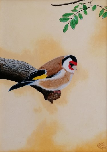 Peinture intitulée "Goldfinch" par Vito Bzhitskiy, Œuvre d'art originale, Huile